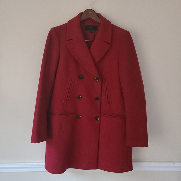 Ann Taylor Jackets & Blazers - Ann Taylor Double Breasted Red Wool Blend Coat